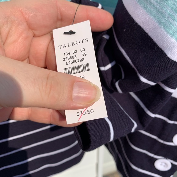 NWT T By Talbots Gray White Green Blue Striped - Picture 4 of 5